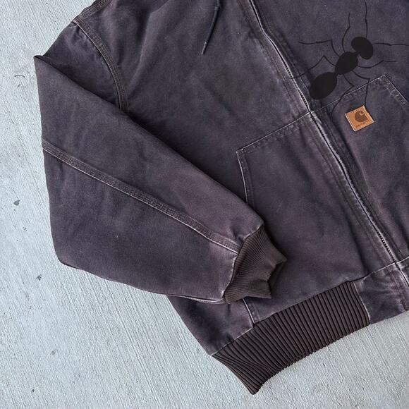 Vintage Y2K Carhartt J130 DKB brown hooded work wear jacket - Picture 2 of 9